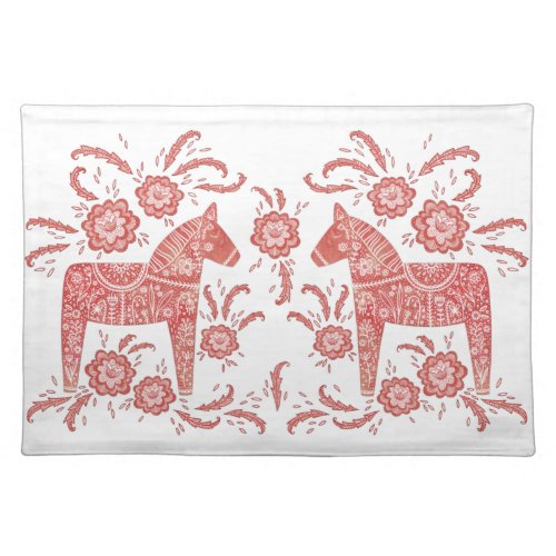 Swedish Dala Horse Red and White Cloth Placemat