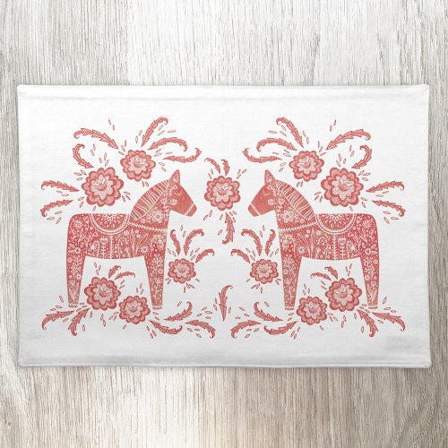 Swedish Dala Horse Red and White Cloth Placemat