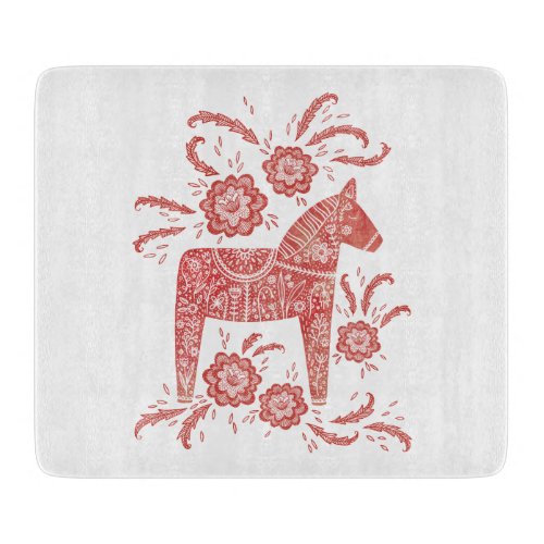 Swedish Dala Horse Red and White Cutting Board