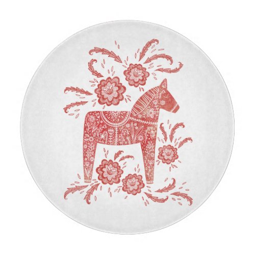 Swedish Dala Horse Red and White Cutting Board