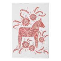 Swedish Dala Horse Red and White