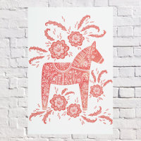Swedish Dala Horse Red and White Folk Art