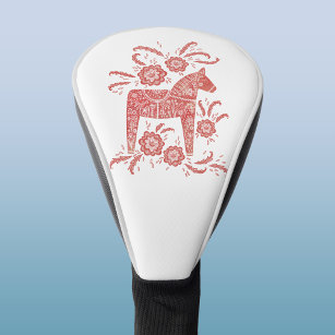 Swedish Dala Horse Red and White Folk Art Golf Head Cover
