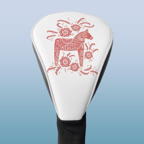 Swedish Dala Horse Red and White Folk Art Golf Head Cover