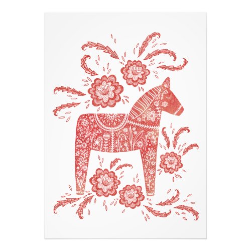 Swedish Dala Horse Red and White Folk Art Photo Print