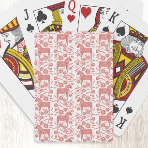 Swedish Dala Horse Red and White Folk Art Poker Cards