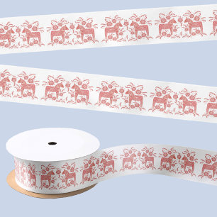Swedish Dala Horse Red and White Folk Art Satin Ribbon