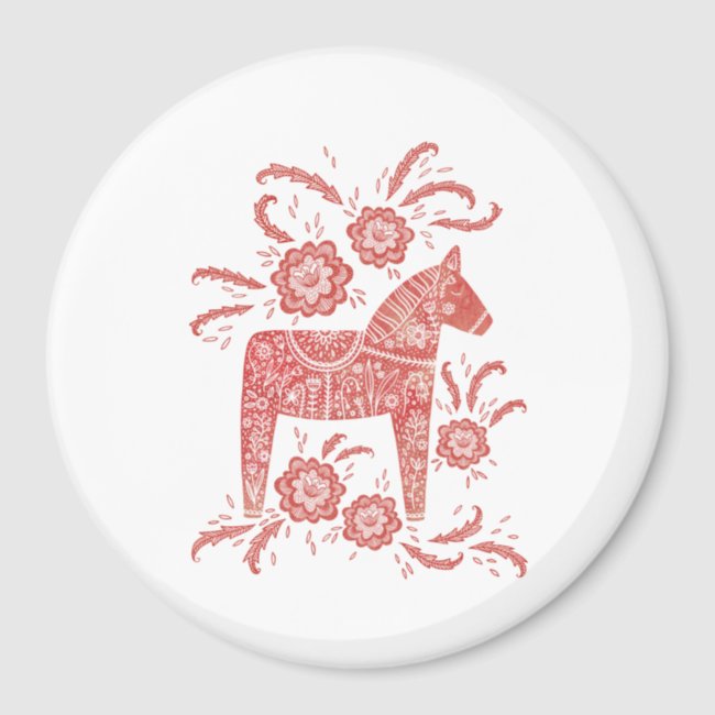 Swedish Dala Horse Red and White Magnet