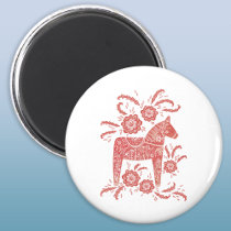 Swedish Dala Horse Red and White Magnet