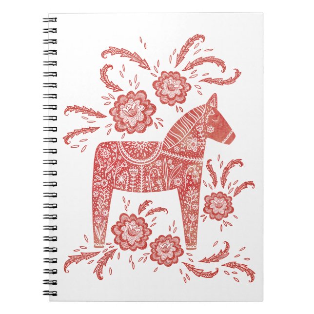 Swedish Dala Horse Red and White Notebook (Front)