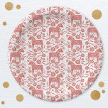 Swedish Dala Horse Red and White Paper Plates<br><div class="desc">Traditional Swedish Dalecarlian Dala Horse folk art pattern in red and white. Original art by Nic Squirrell.</div>