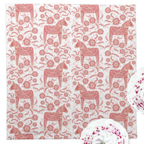 Swedish Dala Horse Red and White Pattern Cloth Napkin