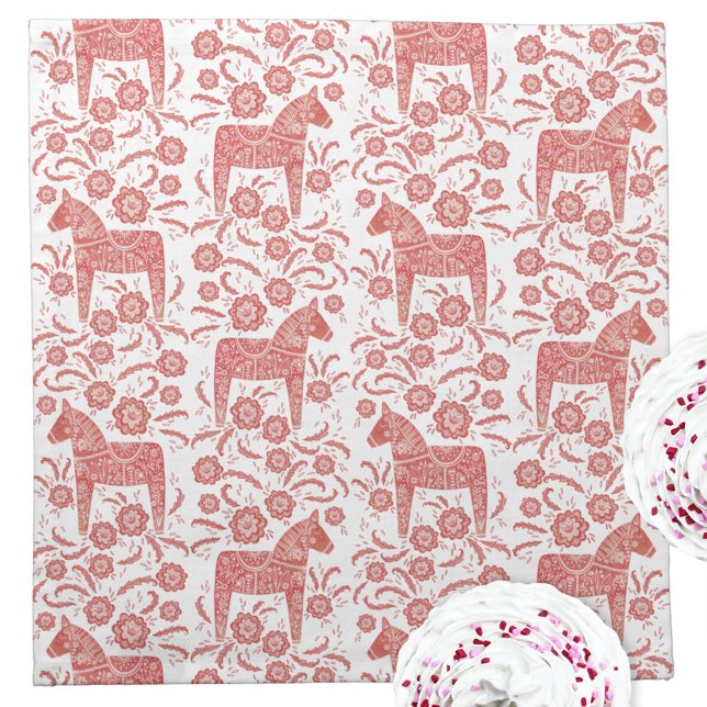 Swedish Dala Horse Red and White Pattern Cloth Napkin (Swedish dala horse red and white cloth napkin)