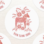 Swedish Dala Horse Red and White Personalized Labels<br><div class="desc">A traditional Swedish Dalecarlian or Dala Horse painting.  Change the name or text to customize.  Original art by Nic Squirrell.</div>