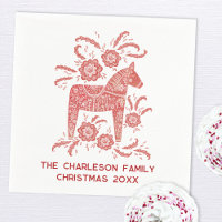 Swedish Dala Horse Red and White Personalized