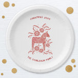 Swedish Dala Horse Red and White Personalized Paper Plates<br><div class="desc">A traditional Swedish Dala Horse design in red and white.  Original art by Nic Squirrell. Change the text to customize.</div>