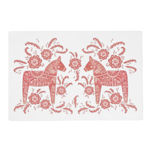 Swedish Dala Horse Red and White Placemat