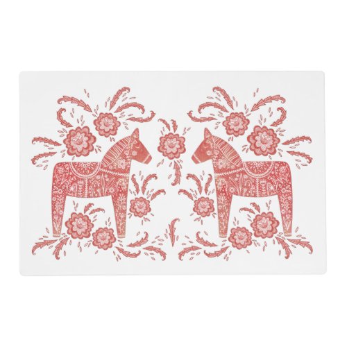 Swedish Dala Horse Red and White Placemat