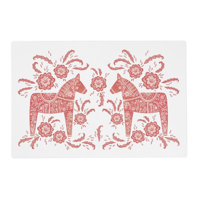 Swedish Dala Horse Red and White Placemat (Front)
