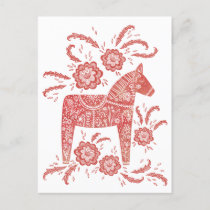 Swedish Dala Horse Red and White Postcard