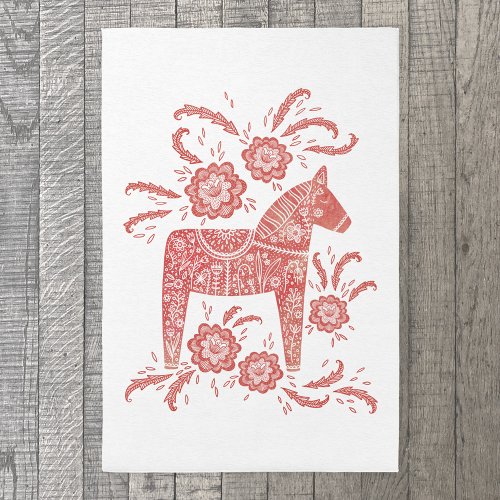 Swedish Dala Horse Red and White Rug