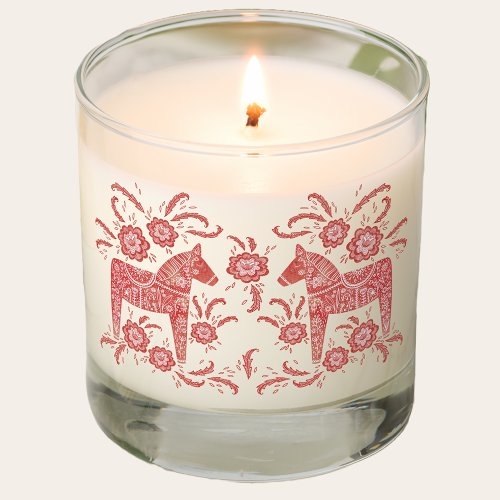 Swedish Dala Horse Red and White Scented Candle