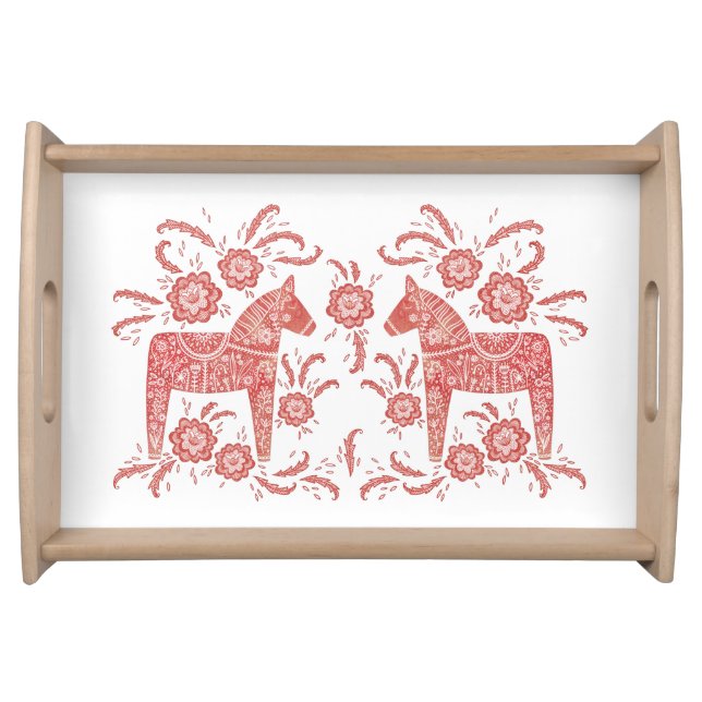 Swedish Dala Horse Red and White Serving Tray (Front)