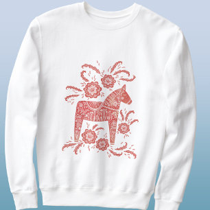 Swedish Dala Horse Red and White Sweatshirt
