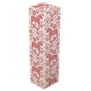 Swedish Dala Horse Red and White Wine Box