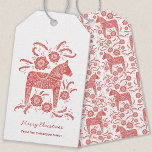 Swedish Dala Horse Red Gift Tags<br><div class="desc">Traditional Swedish Dalecarlian Dala Horse folk art in red and white. Change the greeting and name to personalize.</div>