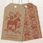 Swedish Dala Horse Red on Kraft Gift Tags<br><div class="desc">Traditional Swedish Dalecarlian Dala Horse folk art in red on Kraft paper. Change the greeting and name to personalize.</div>