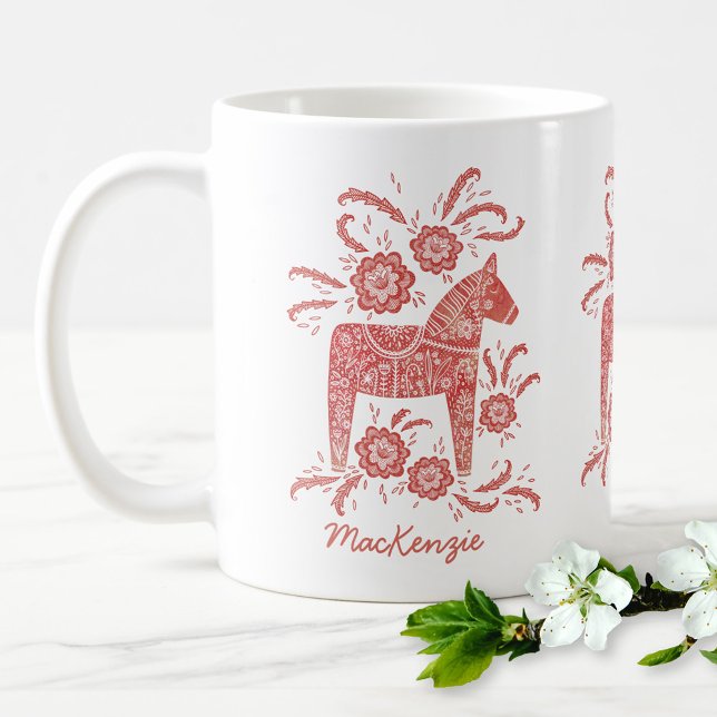 Swedish Dala Horse Red Personalized Coffee Mug (Creator Uploaded)