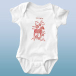 Swedish Dala Horse Red Tiny Viking Baby Bodysuit<br><div class="desc">A traditional Swedish Dala Horse illustration in red.
Change the "Tiny Viking" text to customize.</div>