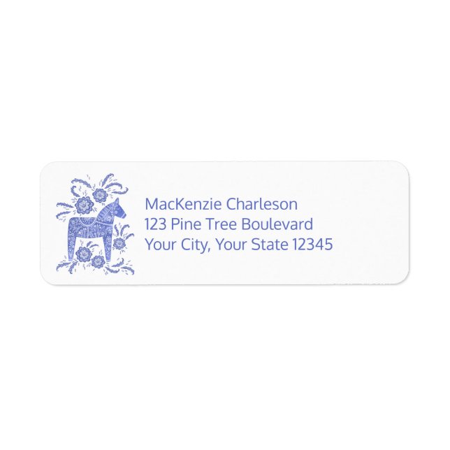 Swedish Dala Horse Return Address Label (Front)