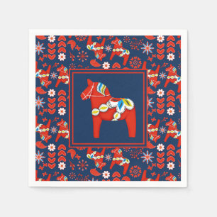 Swedish Dala Horse Scandinavian Christmas Napkins