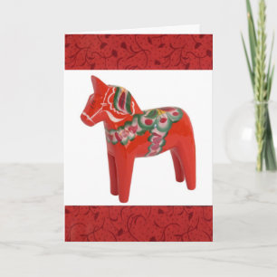 Swedish Dala Horse Scandinavian Custom Holiday Card