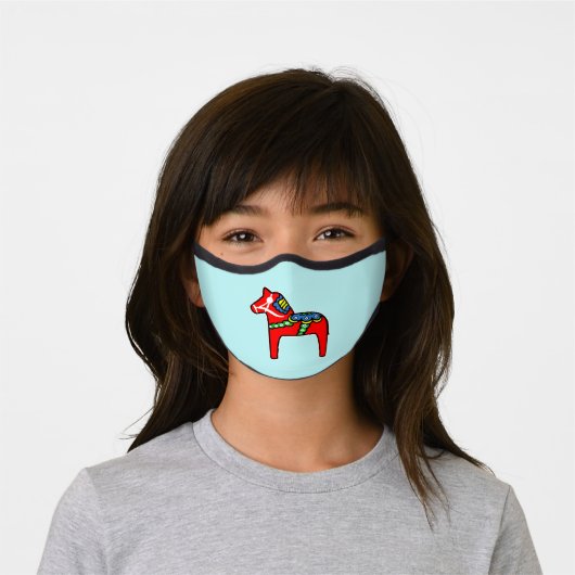 Swedish Dala Horse Scandinavian Folk Art Premium Face Mask (Worn)