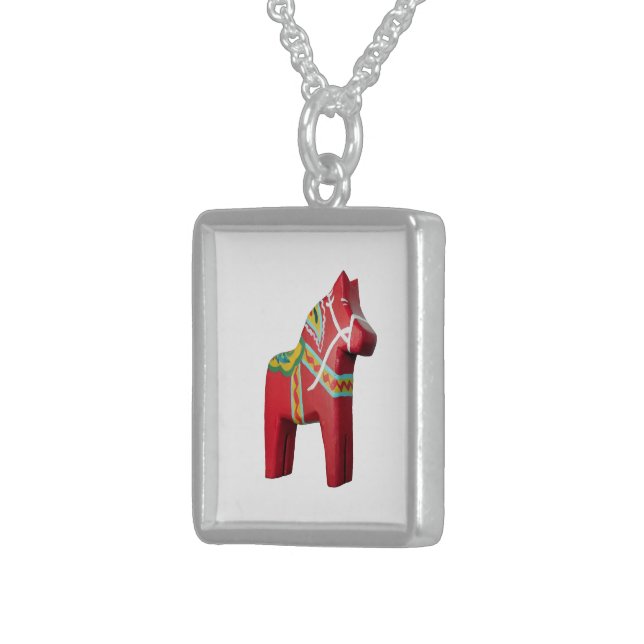 Swedish Dala Horse Sterling Silver Necklace (Front Right)
