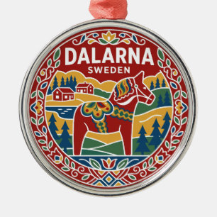 Swedish Dala Horse Sweden Metal Ornament