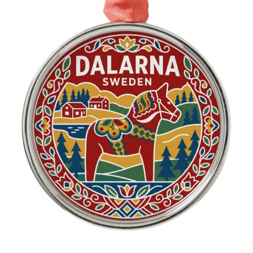 Swedish Dala Horse Sweden Metal Ornament