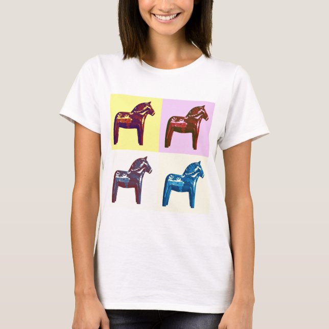 Swedish Dala Horse, Sweden Pop Art, Modern Swede T-Shirt (Front)