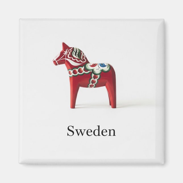 Swedish Dala Horse Sweden Travel Magnet (Front)
