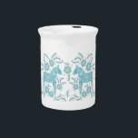 Swedish Dala Horse Teal and White Beverage Pitcher<br><div class="desc">A traditional Swedish Dala Horse design in teal green and white. Perfect for horse and pony lovers.</div>