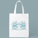 Swedish Dala Horse Teal Green and White Grocery Bag<br><div class="desc">A traditional Swedish Dala Horse design in teal green and white.</div>
