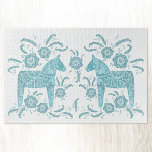 Swedish Dala Horse Teal Green and White Jigsaw Puzzle<br><div class="desc">A traditional Swedish Dala Horse design in teal green and white. Original art by Nic Squirrell.</div>