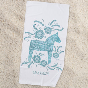 https://rlv.zcache.com/swedish_dala_horse_teal_green_custom_name_beach_towel-r_81u5qg_307.jpg