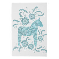 Swedish Dala Horse Teal Green Folk Art