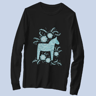 Swedish Dala Horse Teal Green Viking T-Shirt
