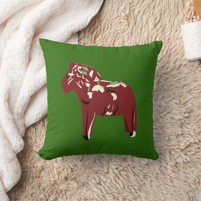 Swedish Dala Horse Throw Pillow (Blanket)
