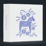 Swedish Dala Horse Traditional Folk Art Blue White 3 Ring Binder<br><div class="desc">A blue and white painting of a traditional Swedish Dala Horse. Original art by Nic Squirrell. Change the name or text on the spine to personalize.</div>